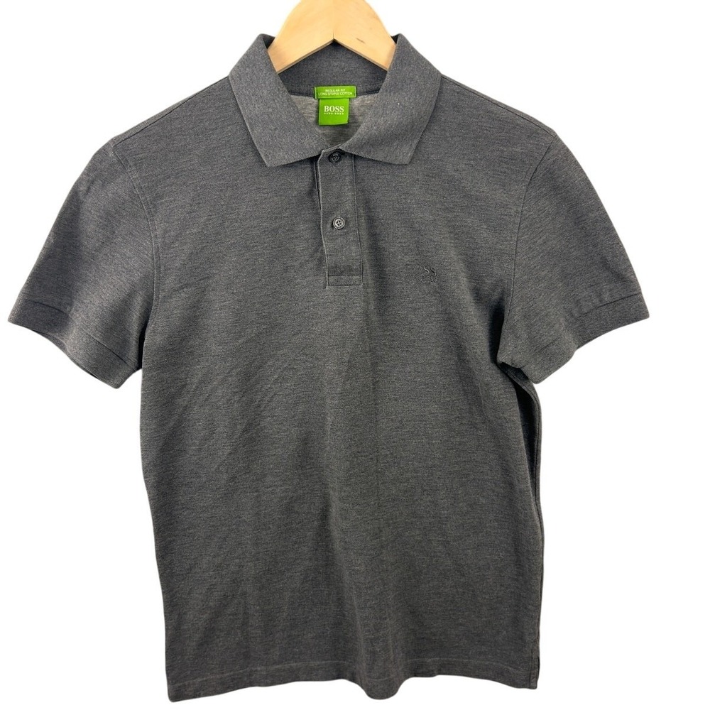 Hugo Boss Mens Regular Fit Long‎ Staple Cotton Polo Shirt Grey Small 4260